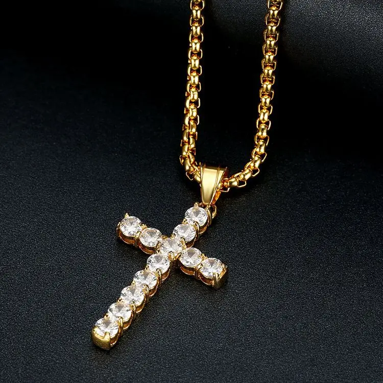 Small 18k Gold Plated Stainless Steel Jewelry Zircon Diamond Crystal