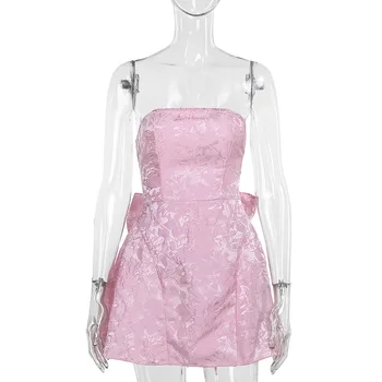 Strapless Homecoming Dresses for Teens Embroidery Short Prom Cocktail Mini  Party Dresses Bow on Back Cute Elegant Skirt 3207| Alibaba.com