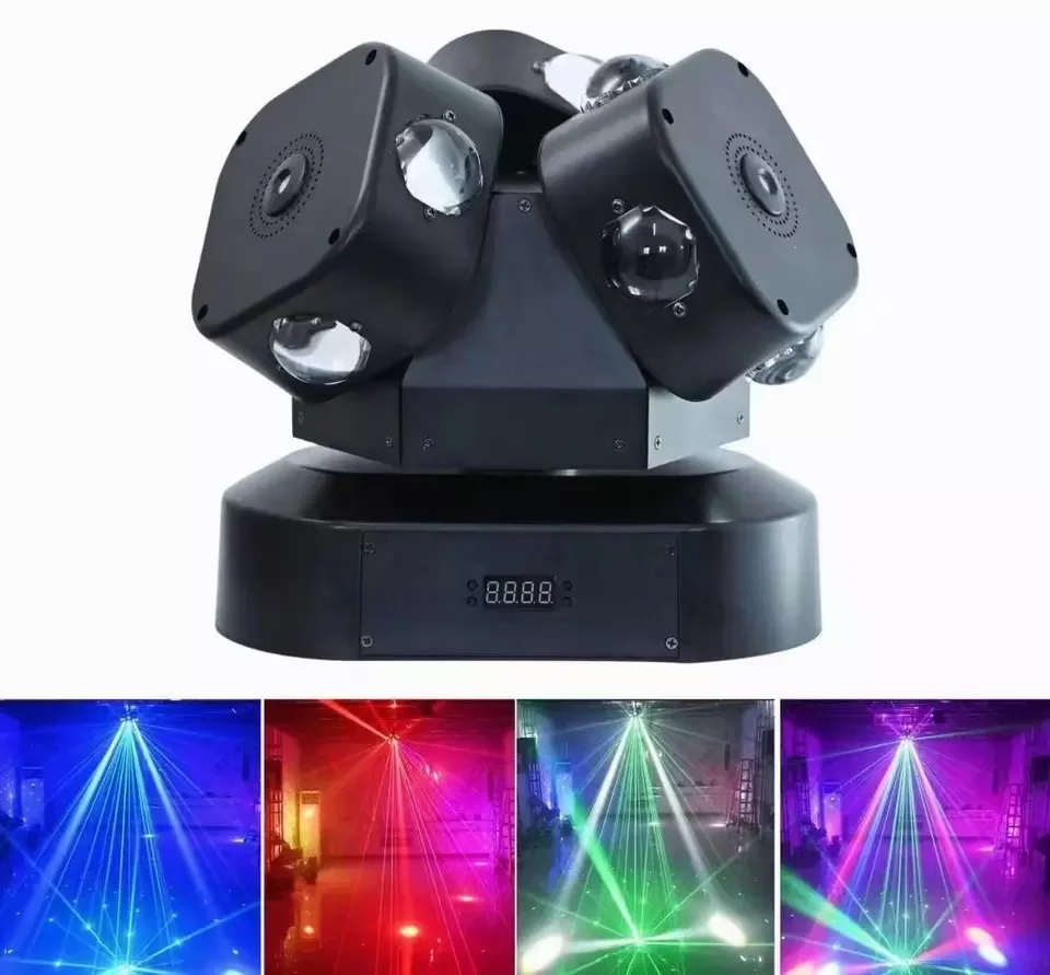 Baisun New Dj Lights Rgbw 4in1 12pcs*10w Led Beam Moving Head Light 3 Head Stage Light For Bar