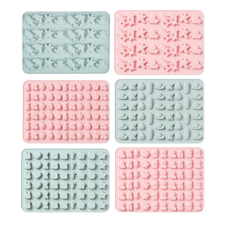 Different Shapes and Patterns Baking Mold Silicone Bear Animal Fruit Funny 3d Chocolate Jelly Gummy Candy Mold With Dropper