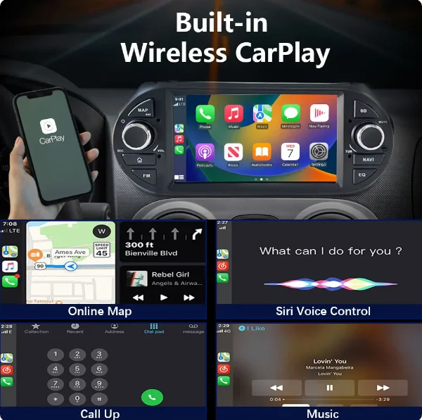 Android  Multimedia DVD CD Player Carplay Car Radio for Fiat Fiorino Citroen Nemo Peugeot Bipper 2009-2016 Head Unit