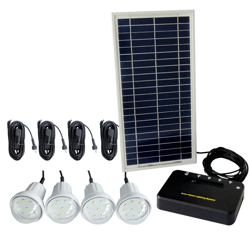 Portable 8W solar power  panel  complete  storage home lighting mini energy system for off grid rural area