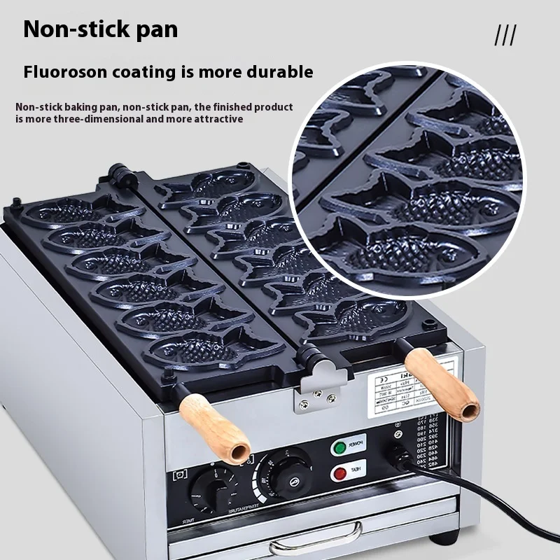 High Performance Taiyaki Waffle Maker Electric Snack Fish Waffle Machine Taiyaki Fish Cake Waffle Cone Machine