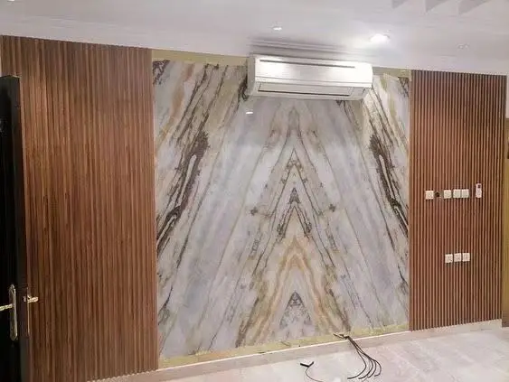High Glossy 3d Printing Color Symmetrical Pattern Easy Installation Uv Wall Panel Pvc Marble Sheet for Indoor Decoration