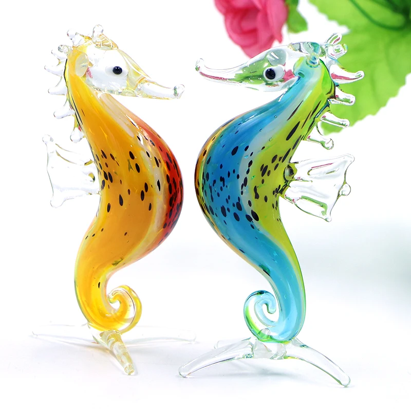 Wholesale Suppliers Custom Lampwork Glass Seahorse Aquarium Animal Statue Figurine Ocean