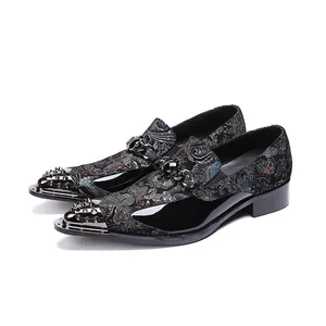 2026 Hot - Selling Men's Shoes Riveted Floral  Dress Shoes  with Metallic Tips