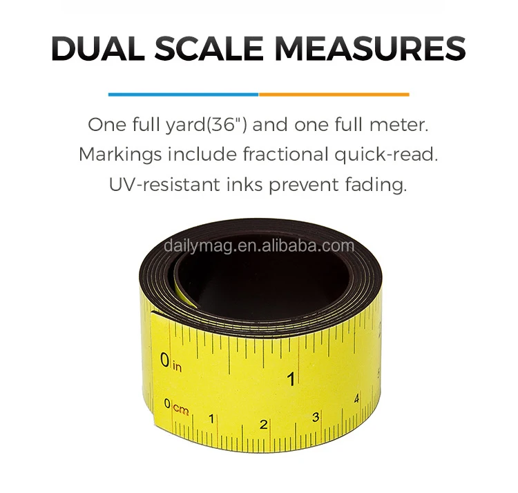 Rolling 1M-36Inch Scale Ruler Graduation Magnetic Ruler For Workshop