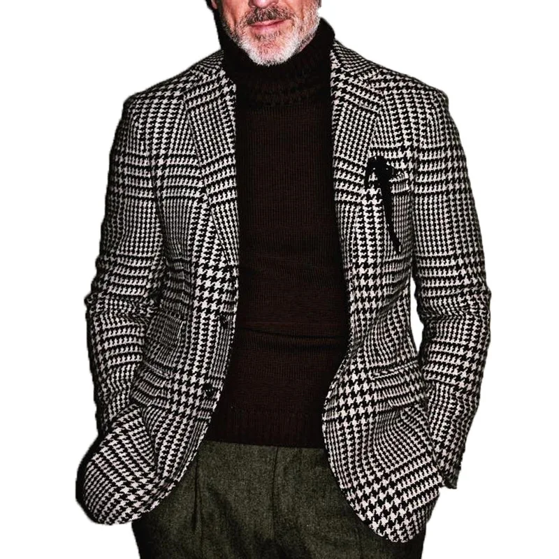 Men Clothes Plaid Mens Blazers Slim Fit 