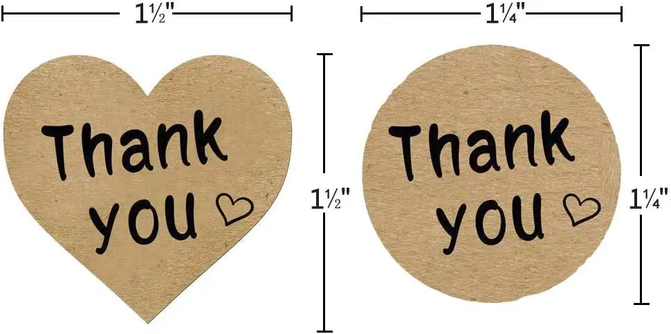 Decorative Sealing Stickers for Christmas Gifts Wedding Thank You Stickers Roll 2000pcs Adhesive Labels Kraft Paper with Black Hearts Party 