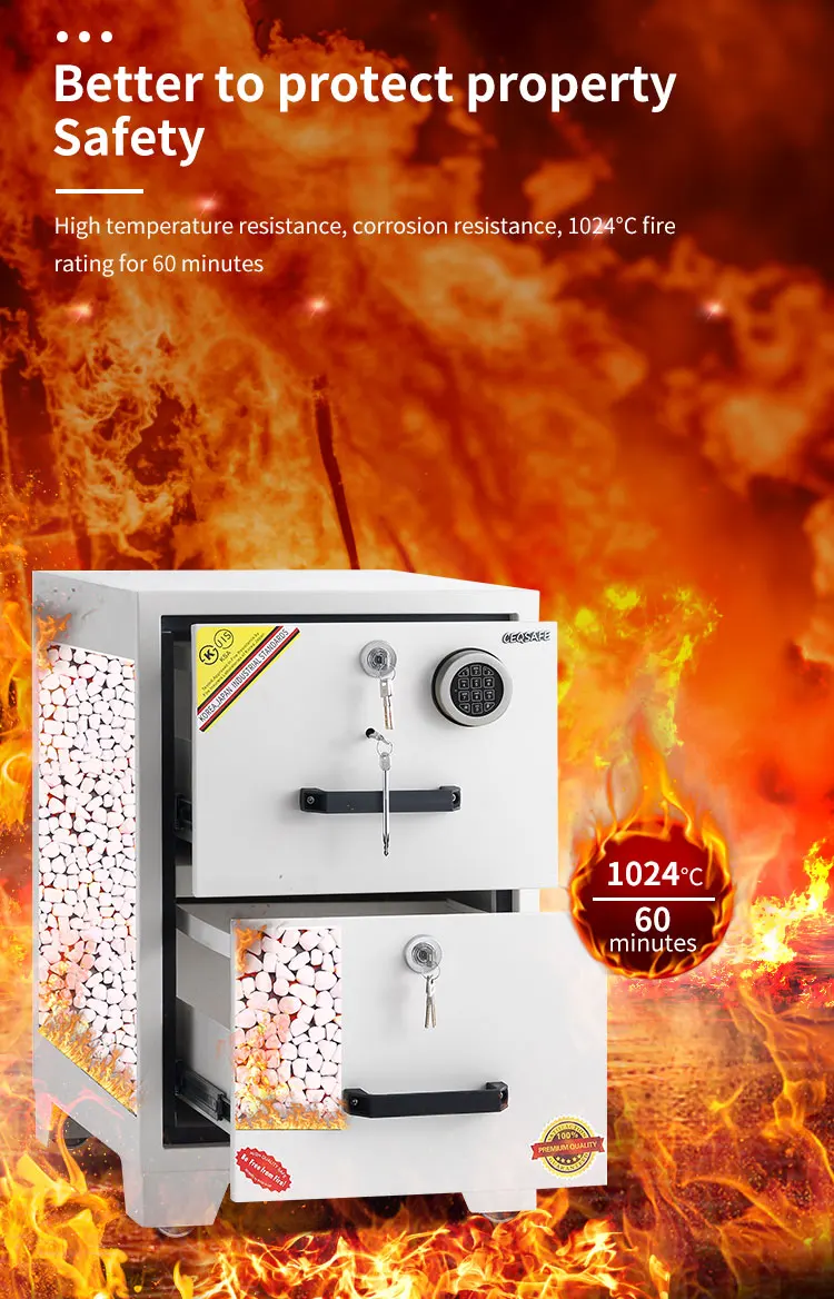 CEQSAFE High-end Fire Proof Safe Two Drawers Resistant Fire Filing Cabinets details