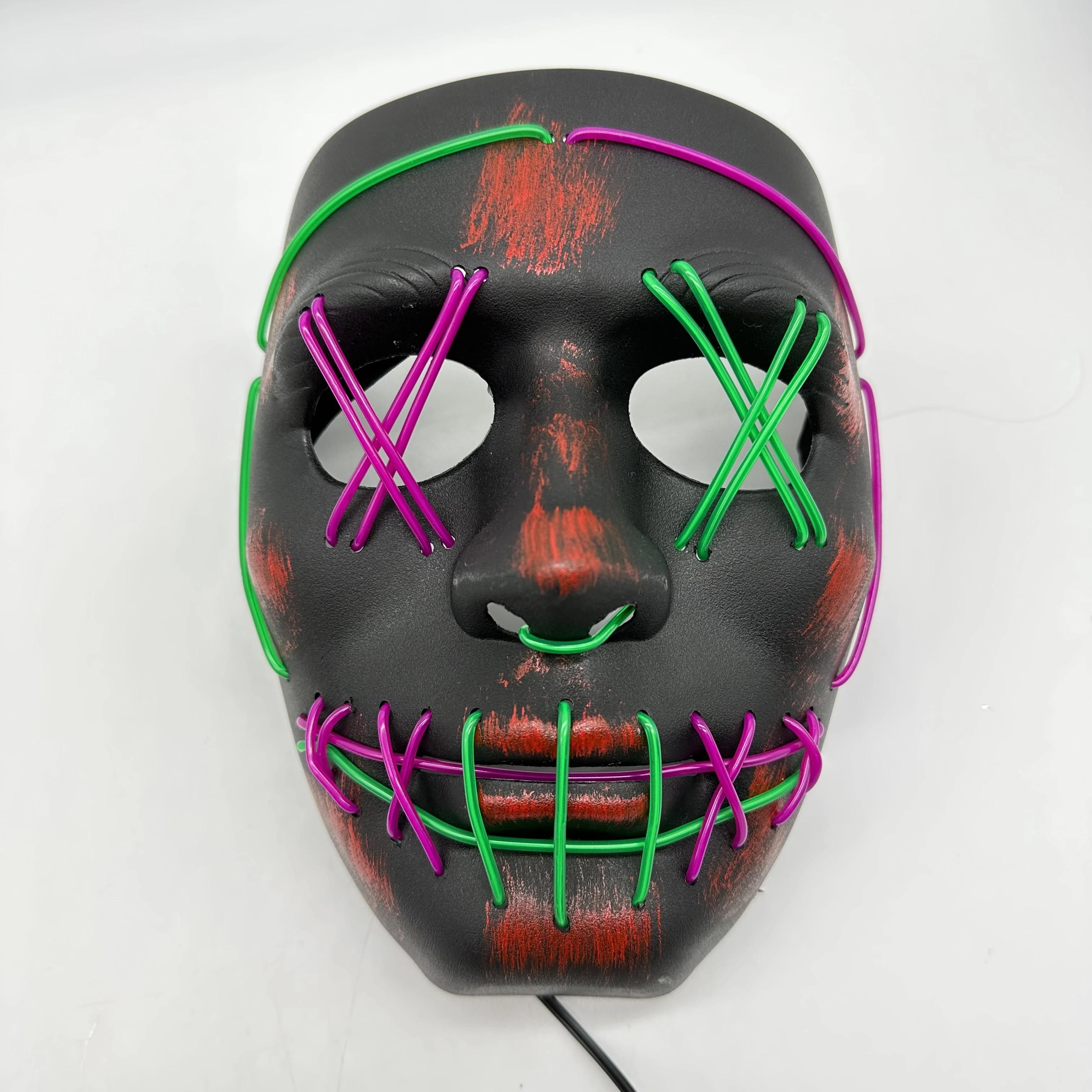 Custom Fancy Party Halloween Mask New Coming Colorful LED El Wire Rave Cosplay Made from Durable PVC Material
