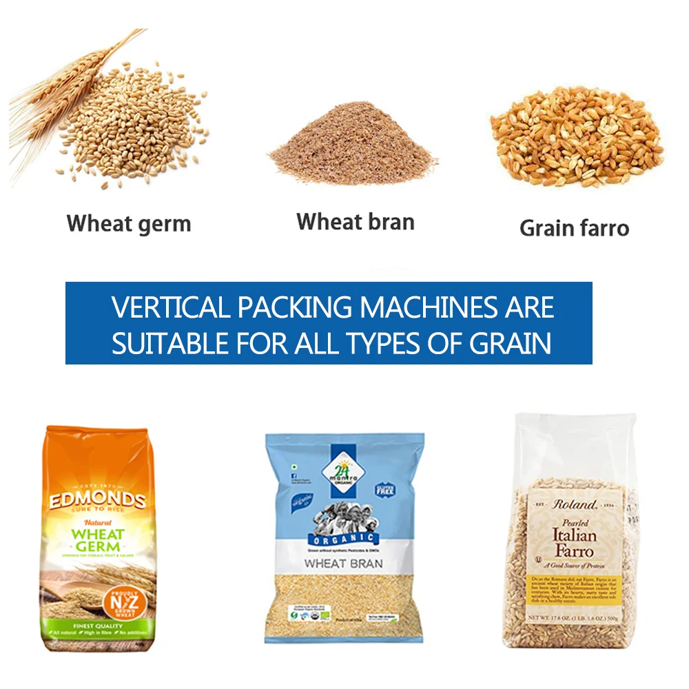 Automatic Vertical Ffs Linear 2 Head 4 Head Weigher Oat Beans Salt Sugar Rice Grain Packaging Machine 500g 1kg Packing Machine