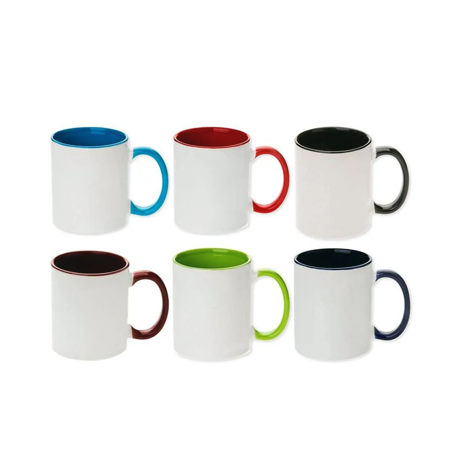 Customizable Sublimation 11 oz Blank Plain White Porcelain Mug Cup Mug Drinking Cup Two Tone Personal Photo Print Coffee Mug