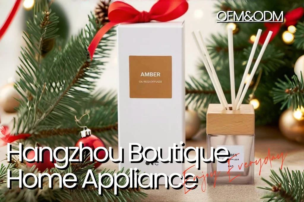 product premium christmas custom scents for reed diffuser set matte glass bottle wooden long lasting festive fragrance for home office-0