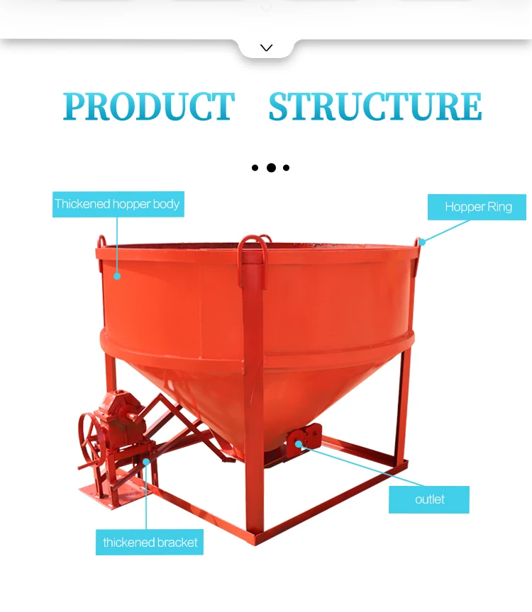 Round Bucket Inclined Bucket Concrete Cement Hopper Using In Large
