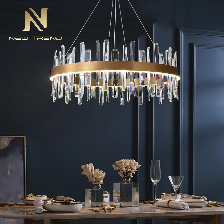 DF89302 Modern Indoor Living Room Dinning Room Decoration Stainless Steel Crystal Led Pendant Lamp   