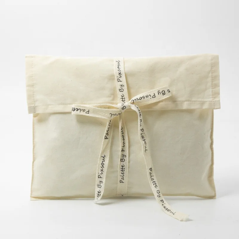 High Quality Muslin Pouch Envelope Style Recycle Dust Bag Cotton Fabric Cloth Packaging Pouch Gift Bag With Logo