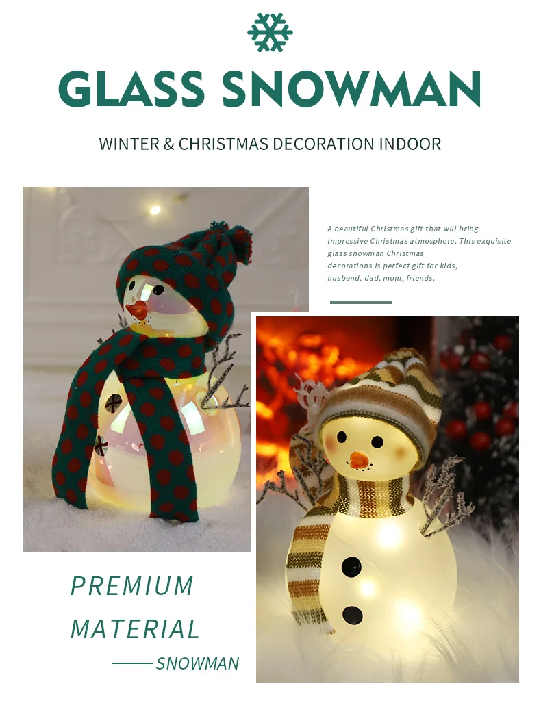 christmas glass figurines clear glass christmas ornaments snowman head 3d glass snowman supplier