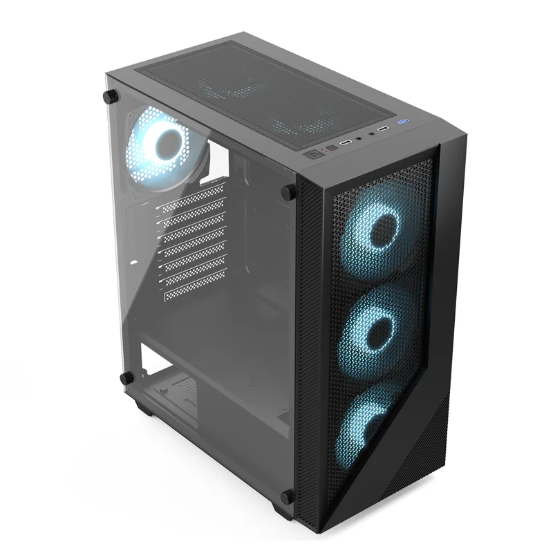 New Design ATX HD USB3.0 Tempered Glass Computer Case for Gaming PC Towers Used for Desktop Manufacturer