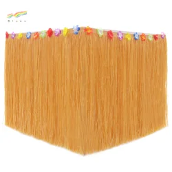 Wholesale high quality hot sale plastic pink hawaiian grass table skirt for party outdoor picnic dance halloween