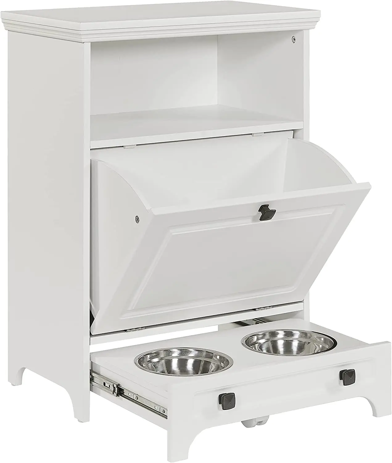 Pet Food White Farmhouse Modern Furniture Pet Feeder Station