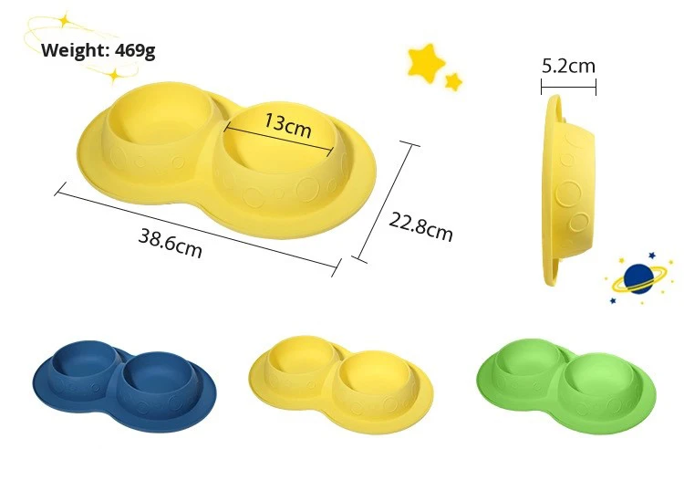 Durable Silicone Pet Slow Food Bowls for Cats & Dogs-Double Bowls Food Grade Material Portable manufacture