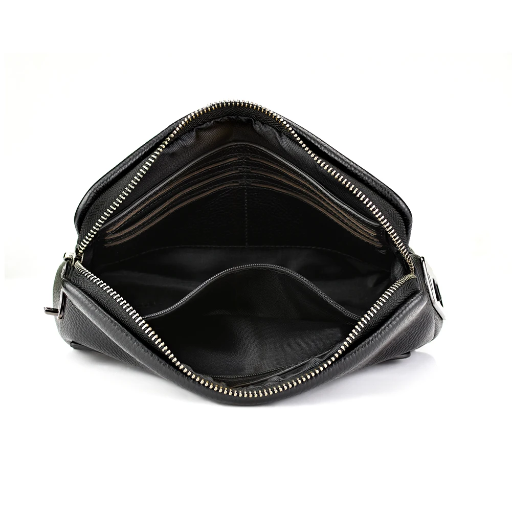 Bolso de mano de cuero con cierre de huella dactilar para hombre