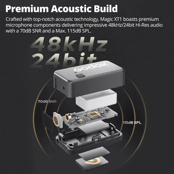 Godox Magic XT1 Microphone Professional Wireless Outdoor Recording Live Double Noise Reduction Collar Clip Radio detail image