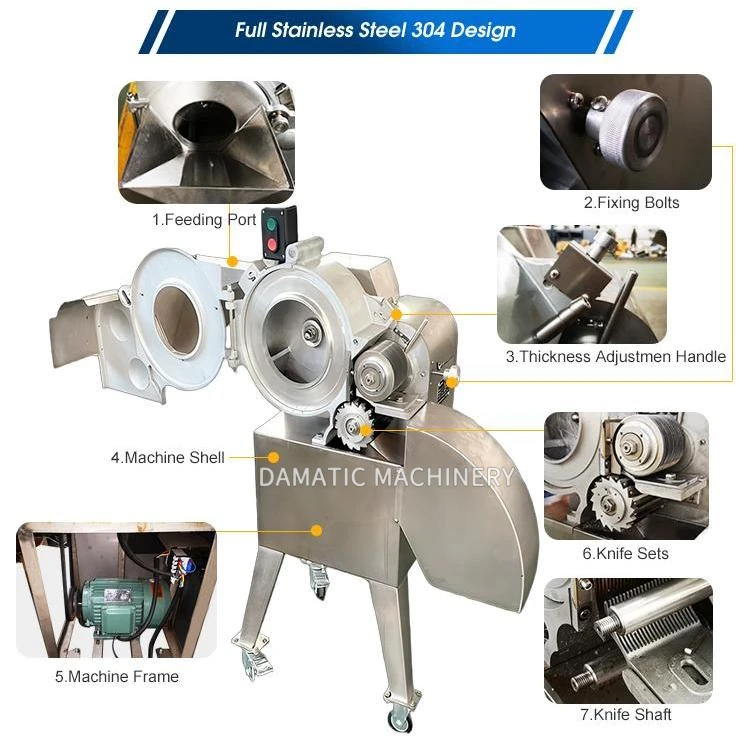 High-Efficiency Cutter with Big Capacity Multifunctional Vegetable and Potato Slicing Dicings Strips Cube Machine New