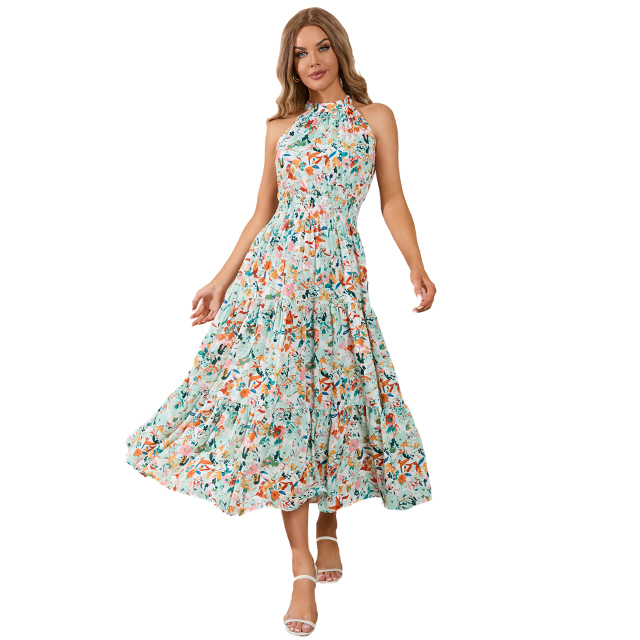 Atacado flora print sem mangas plus maxi vestido plus size vestidos femininos para mulheres