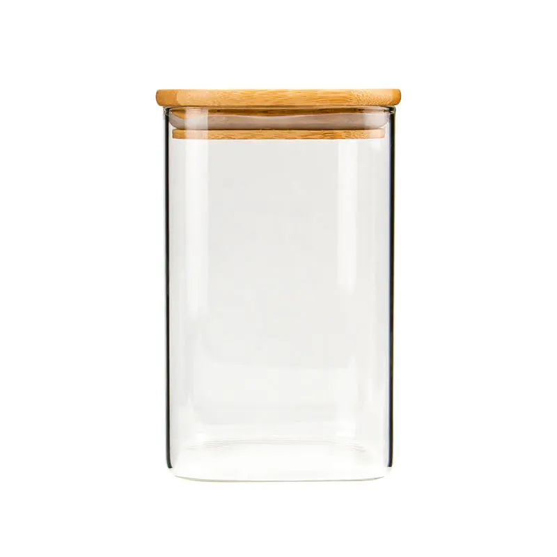Spice Jar Glass Bamboo Lid 