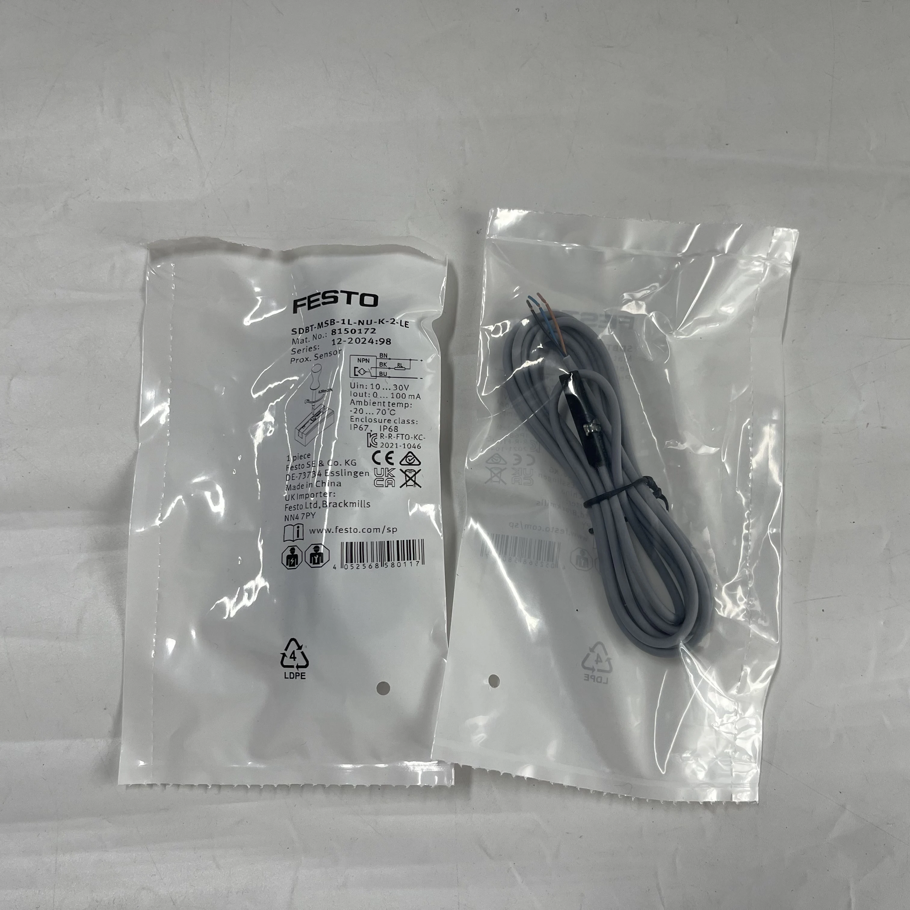 Festo Proximity Sensor Cable SDBT-MSB-1L-NU-K-2-LE Festo Proximity Sensor Cable SDBT-MSB-1L-NU-K-2-LE