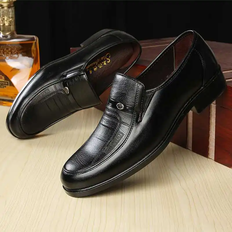 Autumn New Men's Business Formal Leather Shoes Office Men's Round Dress ...