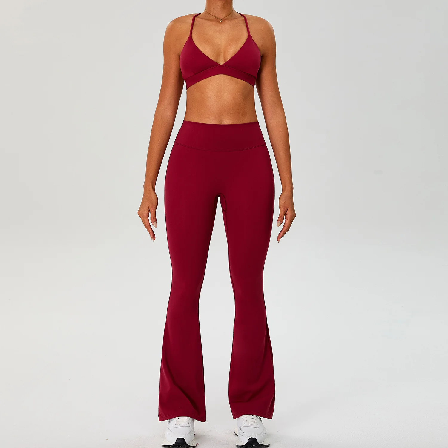 Arrival Spandex/Nylon Brushed 2-Piece Set Outerwear Crisscross Straps High-Waisted Breat preview