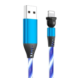 Вращающийся на 180 градусов светодиодный светильник USB кабель для передачи данных iPhone быстрой зарядки Аксессуары мобильных