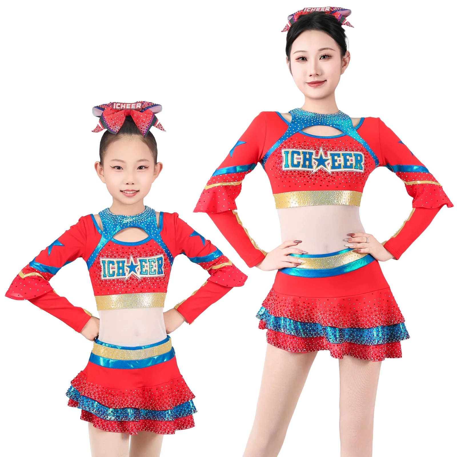 ODMパーソナライズされたグループダンス衣装フル光沢のある生地高