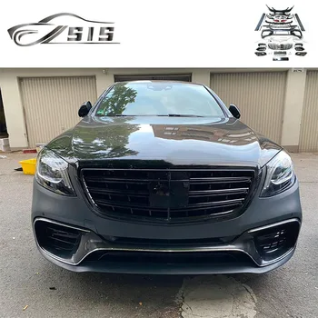 S-Class W222 S63 Bady Kit Plastic Material 2014-2018 Year Body Kits W222 Old to New Facelift Frony Bumper Side Skirts Headlight