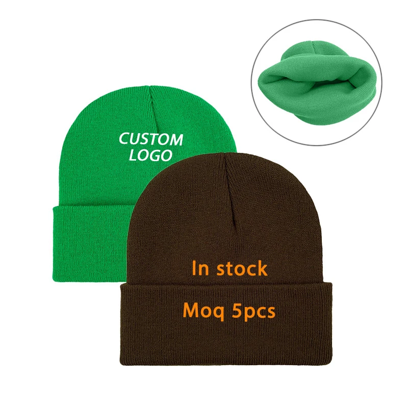 Custom Your Own Embroidery Logo Cap Custom Logo Mohair Beanies Knitted Hats Unisex Warm Caps