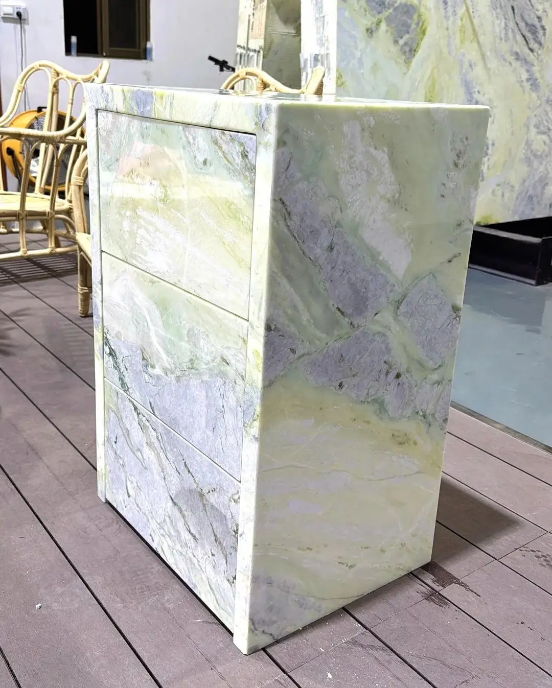 product high quality light green marble cabinets elegant designs for indoor kitchens  bathrooms customizable factory direct sales-2