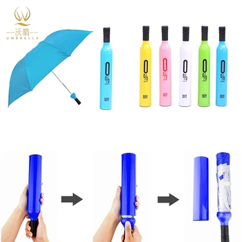 Customized 8K Manual Outdoor Multi-Color Folding Umbrella Windproof Patio Umbrella for Rain Wine Bottle Inspired Design