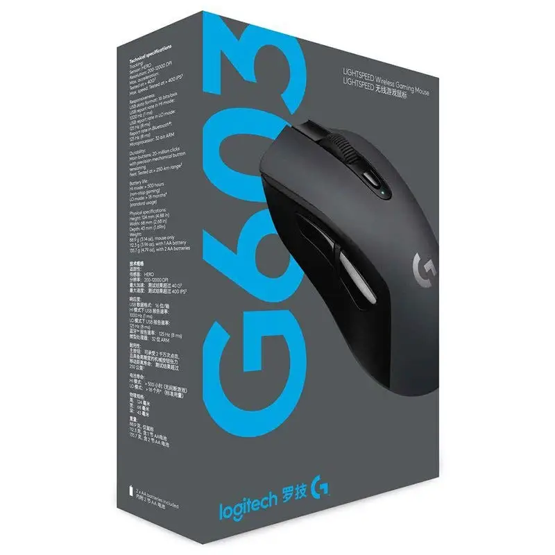 Logitech G603 Lightspeed Wireless Gaming Mouse, Hero Sensor, 12000 DPI, Lightweight, 6 Programmable Buttons, 500h Battery Life, On-Board Me 並行輸入品 High Quality Logitech G603 - Lightspeed Wireless Gaming Mouse