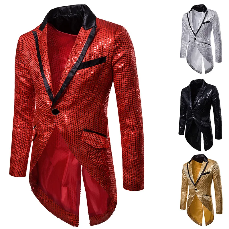 Men Tailcoat Suit Jacket Male Single 