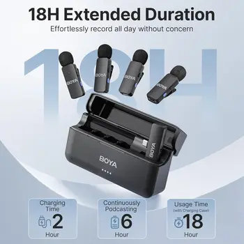 BOYA BY-V4U Wireless Lavalier Microphone for iPhone 15/16 Series Type C Smartphone with Charging Case, 4-channel detail image