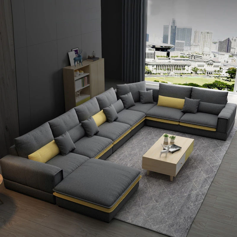 Cheap Modern Fabric Velvet Lazy L Shape Corner Reclining Lounge Sofa ...