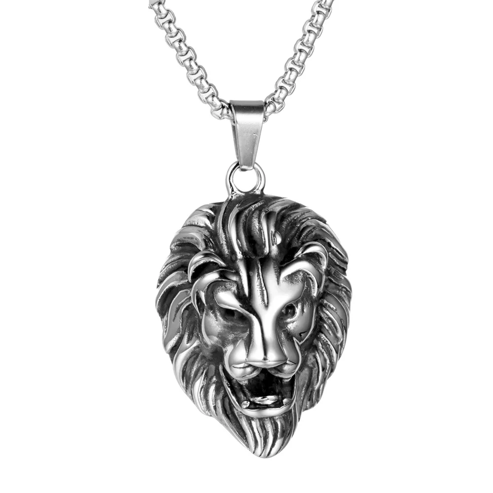 Lion Head Pendant Jewelry for Men Stainless Steel Sport Necklace