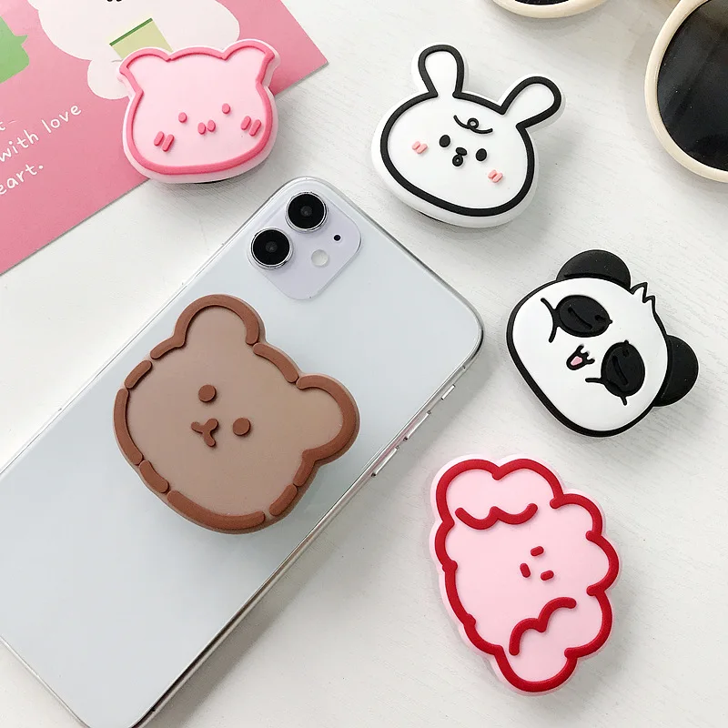 Customized Logo Mobile Phone Holder PVC Silicone Cute Cartoon Flexible ...