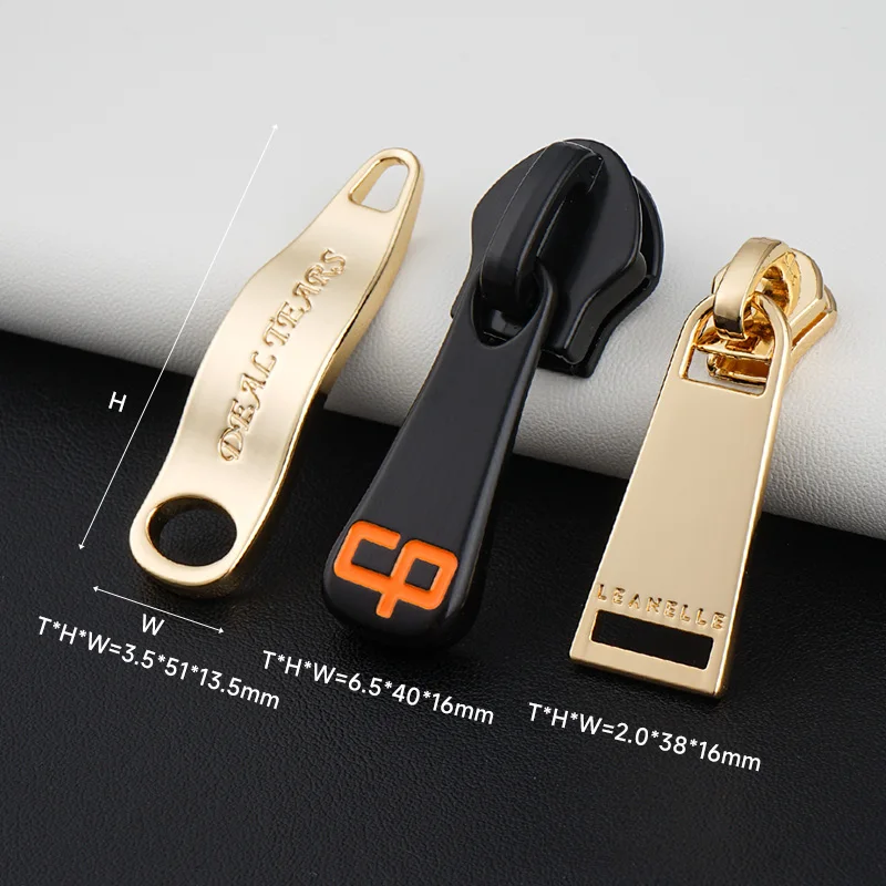 Custom Logo Metal Zip Puller Handbag Metal Zipper Slider 3 Zip Pull Bag Branded Zipper Puller Metal 5 Name Tag Zipper Pull