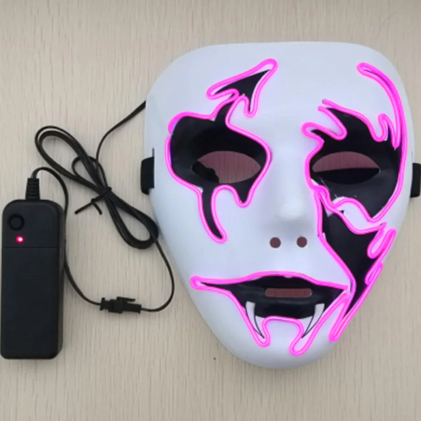 SOUTHSKY Masque LED Lumineux Fil EL - 3 Modes Clignotement Pour Halloween, Christmas, Cosplay, Fêtes Et Raves (Bleu)