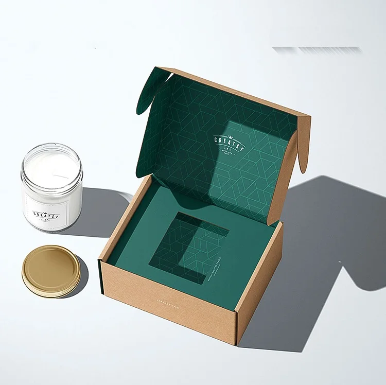 Recycled Material Cosmetic Folding Boxes Kraft Mailer Corrugated Cardboard with Matt Lamination and Embossing for Mailing