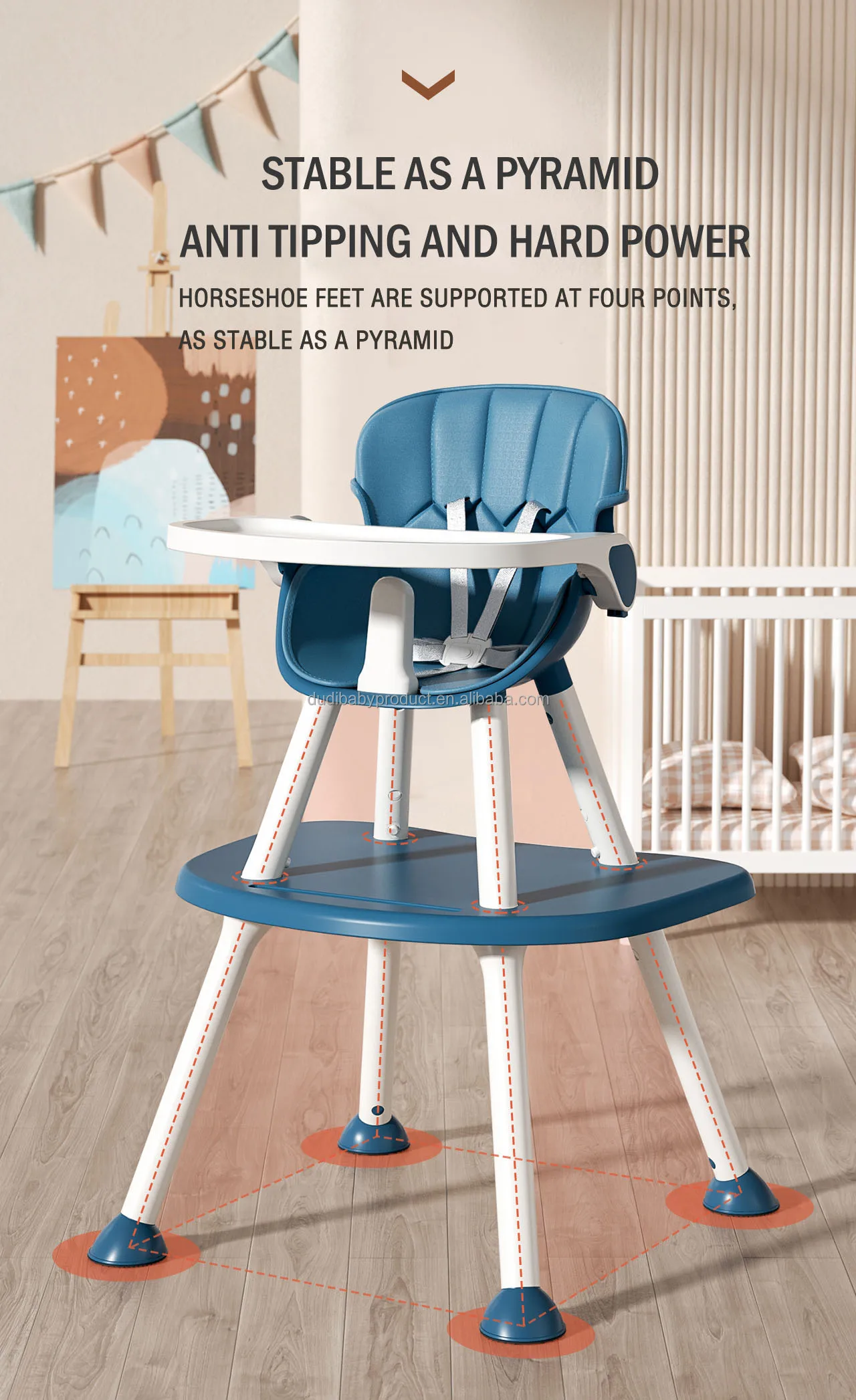 Best Quality Durable Baby 4 in 1 Dinning High Chair with Table